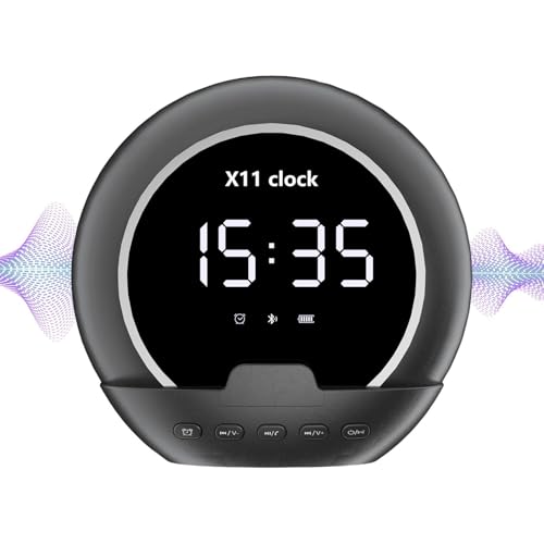 Enceinte Réveil Horloge Numérique Lecteur Musique Salon Bureau Fitness