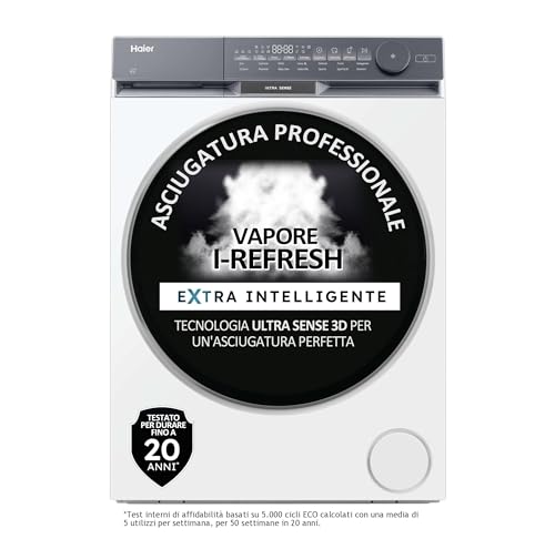 Haier X Serie 9 Asciugatrice 9 Kg a Pompa di Calore, Libera Installazione, Classe C, Ultra Sense 3D Tech, Ultra Reverse Drum, Wi-Fi e App hOn, Filtro 3in1, 84.5x59.5x68.4 cm, Bianca – HD90-CQ387U1-IT