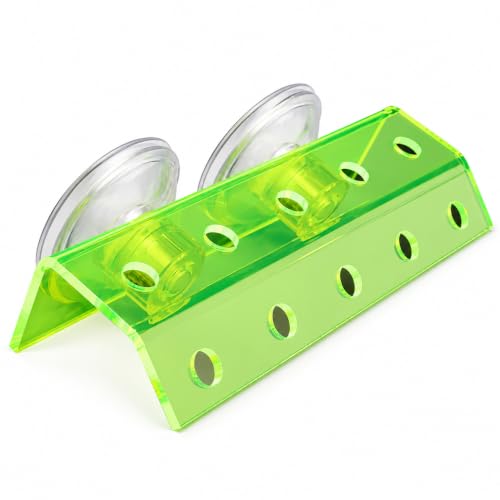 kcrygogo Fluorescent Green Coral Frag Holder Acrylic Coral Rack with Powerful Double Suction Cup Suitable for Household Fish Tanks (10 Plug Holes)