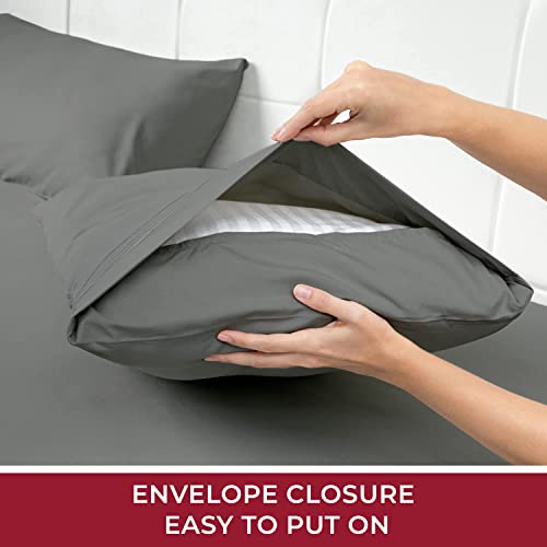 Mellanni Bed Sheet Set + Silk Pillowcase Bundle&Save - Hotel Luxury Bedding Sheets & Pillowcases - Bundle Includes: 4Pcs Bed Sheet Set And 1 Mulberry Silk Pillowcase For Hair And Skin (Queen, Gray) #TOP7