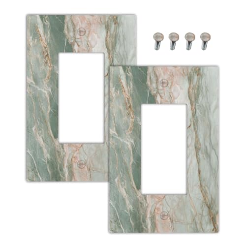 Lolreai Decorative Outlet Covers Green Abstract Marble Modern Luxury 1 Gang Light Switch Cover Single Rocker Wall Plate Decora GFCI Electrical Switchplate for Bathroom Home Decor（2 Pack）