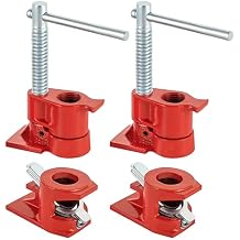 1/2 Inch Heavy Duty Pipe Clamp Fixture Set - Woodworking & Metalworking Cast Iron & Steel Clamp Jaws - Adjustable, Ergonomic Handle - 2-Pack Red