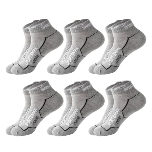6 Pairs Sports Socks for Men Short Socks Cotton Socks Running Socks for Basketball Socks Fitness Socks Mountain Climbing Socks (Grey)2