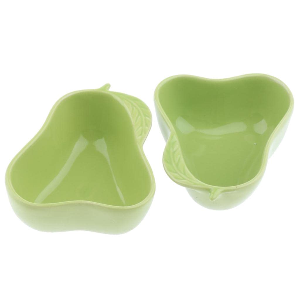 Alpha   tech  1 Pair Small Ceramic Bowl  Pet  Hamster Rabbit Feeding Bowl Pear_Green