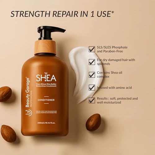 Image of Beauty Garage African Shea Butter Shampoo and Conditioner for Women | Sulfate-Free Shampoo and Conditioner Hair Care Combo for Dry & Color-Treated Hair (Pack of 2)
