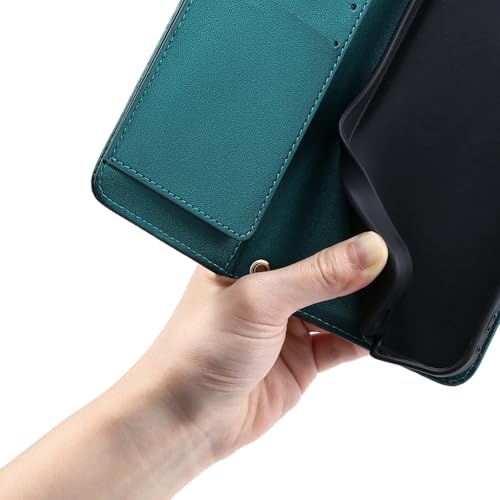 Protection Pixel 8a Asuwish en cuir vert haut de gamme style portefeuille - 7