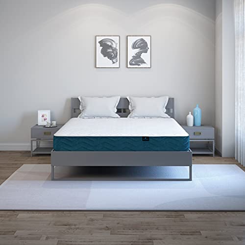 Image of Nilkamal SLEEP Hybrid Pocket Spring 6 Inch Mattress, Unique Combination of Plush Foam and Pocket Springs, Zero Motion Transfer Technology, Double Size Luxury Mattress (75x48x6,Blue & White)