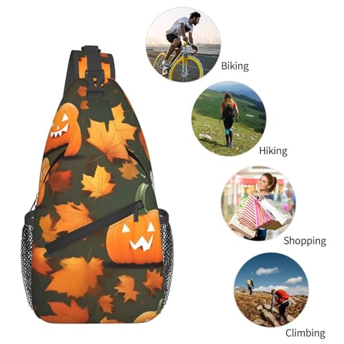 Mochila cruzada deportiva con estampado de calabaza miniatura 6