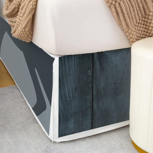 Rustic Farmhouse Bed Skirts King Size, Retro Cabin Lodge Bed Skirt Country Bear Deer Bedskirt For Kids Teens Adult Men, Hunting Wild Animal Plaid Checkered Bedding Set 3Pcs With 2 Pillow Cases,Blue #TOP4