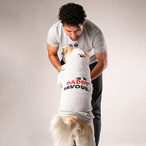 Image of HUFT Twinning - Daddy's Favourite T-Shirt for Dogs - Grey with Black & Red Print - XS
