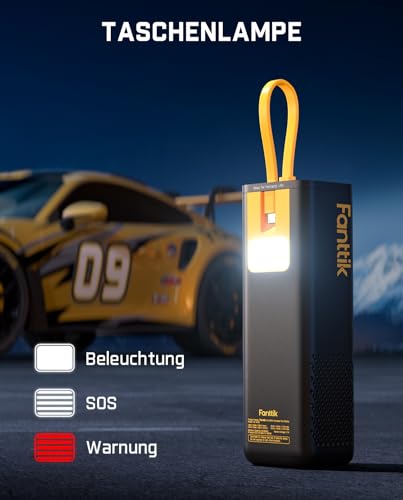 Fanttik X9 APEX 150 PSI Tragbare Elektrische Luftpumpe, 35s schnelles Aufpumpen, kabelloser Kompressor mit Licht und Powerbank, Wiederaufladbare Reifenpumpe für SUV, Auto, Motorrad, Fahrrad, Ball