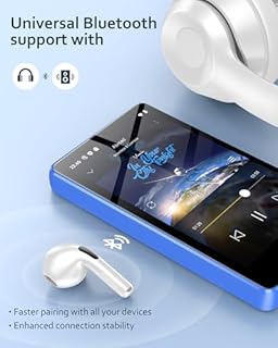 Lecteur MP3 Spotify avec Bluetooth et Wi-FI, AGXOV Baladeur MP3 Bluetooth avec écran Tactile de 4,02 Pouces, 80Go Lecteur MP4 Compatible avec Radio FM, Amazon Music, Deezer, Pandora, Play Store, Bleu