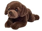 Teddy Hermann 91980 Labrador Hund liegend Schokobraun 32 cm, Green Friends Kuscheltier, nachhaltiges Plüschtier aus recycelten Materialien