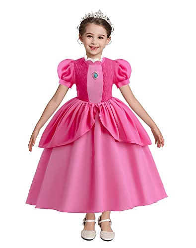 Princess Peach Costume For Girls, Perfect For Cosplay And Halloween Parties, Dress Up As Your Favorite Princess With Cosplay Accessories #TOP1
