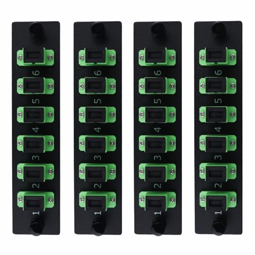 Panneau de brassage SC/APC Simplex monomode vert à 6 ports fibre optique en lot de 4