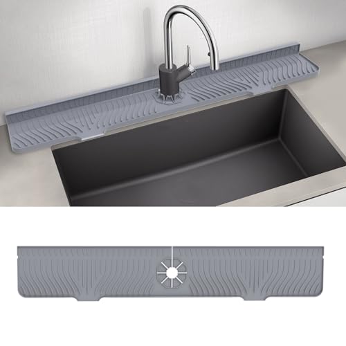 deaunbr 33inch Kitchen Sink Splash Guard Mat,Silicone Material Protects Faucet Handle from Dripping Water,Faucet Mat Splash Catcher,Multipurpose for Kitchen Sink, Sink Sponge Holder by deaunbr - Used condition - US$13.42