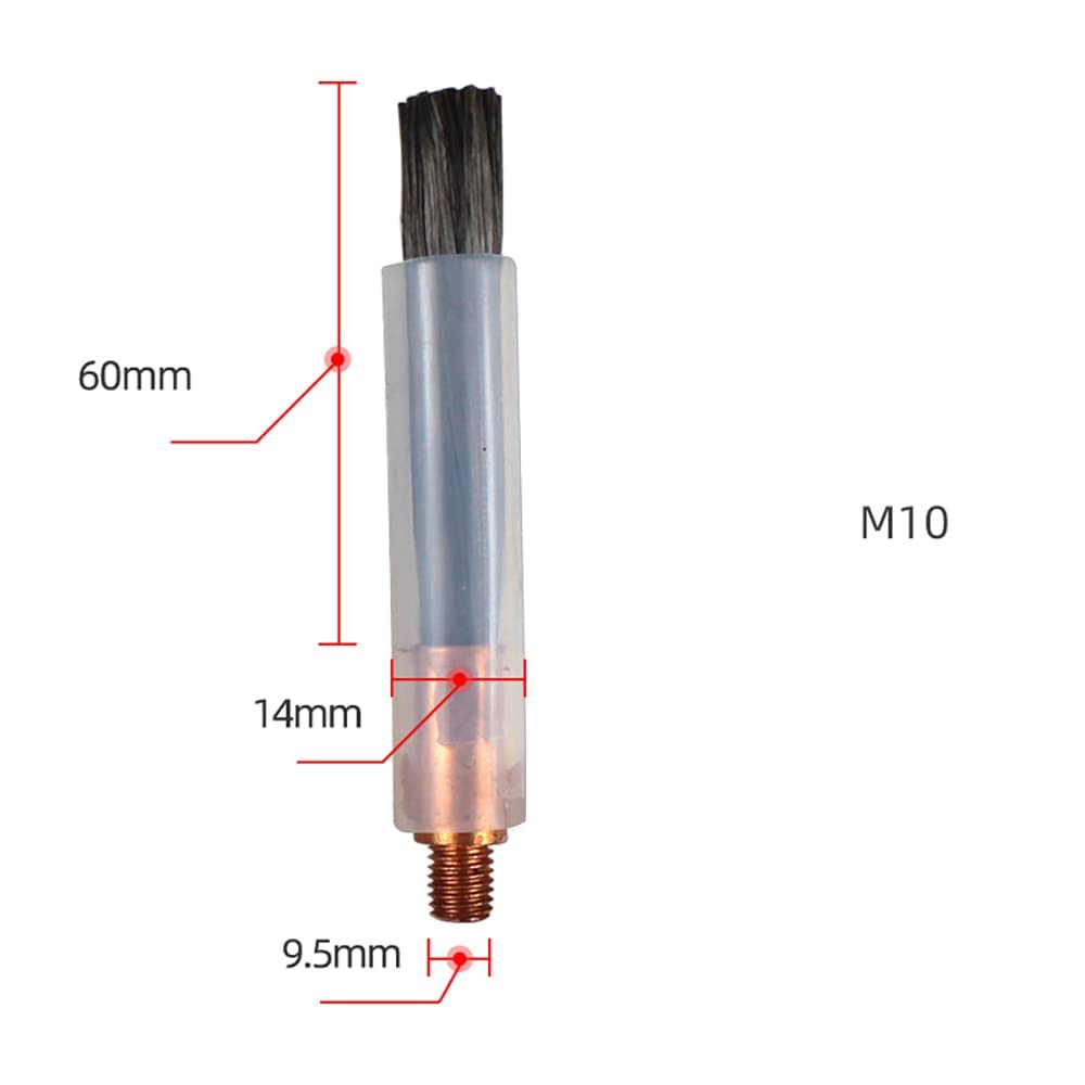 Cabezal de cepillo de procesador de cuentas de soldadura para limpieza TIG Mig, limpiador de soldadura para máquina de limpieza de cuentas de soldadura (longitud del cepillo 60 mm, 10 piezas M6)