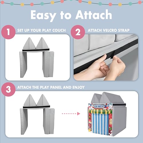 Image of Play Panel for Modular Play Couch Childrens Play Panel for Toddler (Sofa not Included) (Carwash - Two Panel Set)