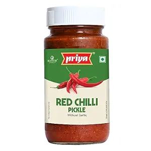 Priya Red Chilli Pickle without Garlic, 300g - Homemade Lal Mirch Achar - Traditional South Indian Taste?