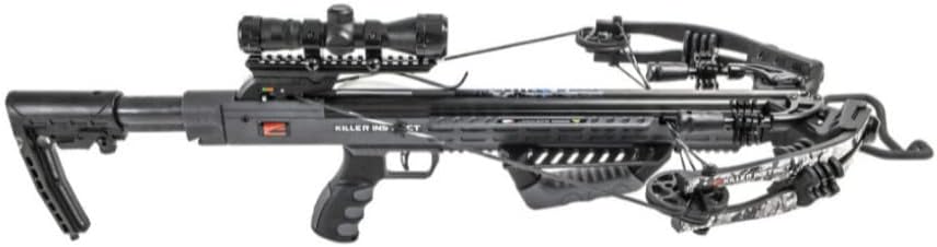 Killer Instinct Burner 415 FPS Crossbow Package Gray Camo Bundle - Bolts & Broadheads Included