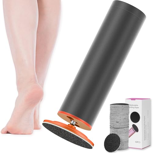 Dermawave - Lima eléctrica para pies, removedor de callos para pies, lijadora profesional para piel muerta y talón agrietado, herramienta de pedicura con 60 discos de papel de lija para hombres y