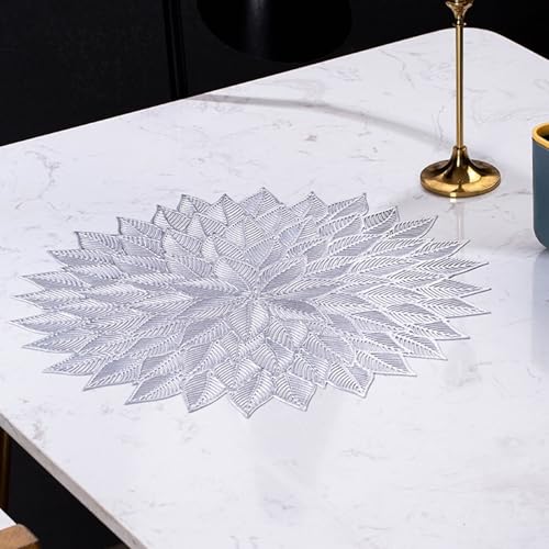 Sets de table de 38 cm avec motif de feuilles creuses argentées - 4