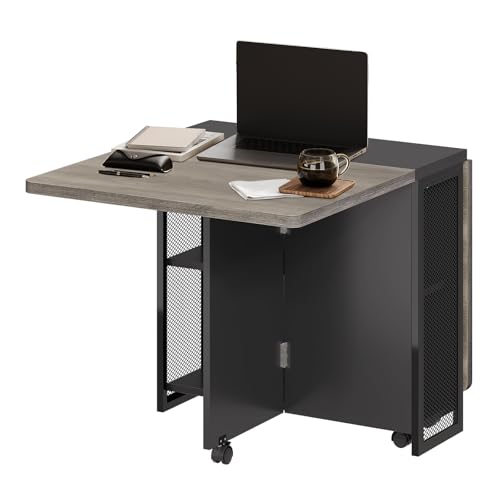 IDEALHOUSE FoldingTable, Drop Leaf Dining Table with 6...