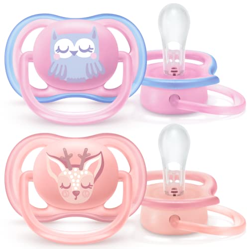 Image of Philips AVENT Ultra Air Pacifier, 0-6 Months, Owl/Deer, 4 Pack, SCF085/08