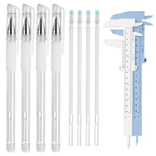 Eyebrow Mapping Kit 4Pcs Eyebrow Microblading Marker Pens with 4 Replacement Refills and 2 Ruler Eyebrows Makeup Position Mapping Mark Tools for Eyebrows Lip Skin