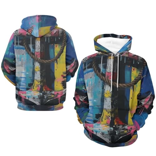 Sweatshirt pullover motifs rayures marines coupe unisexe taille S - 7