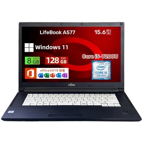 �y�����ςݕi�z�x�m�� �m�[�g�p�\�R�� LifeBook A577 15.6�^�^��7����CPU Core i5-7200U@2.5GHz�^8GB�������^SSD 128GB�^DVD�}���`�h���C�u�^Wi-Fi�^HDMI�^Windows 11��Office 201