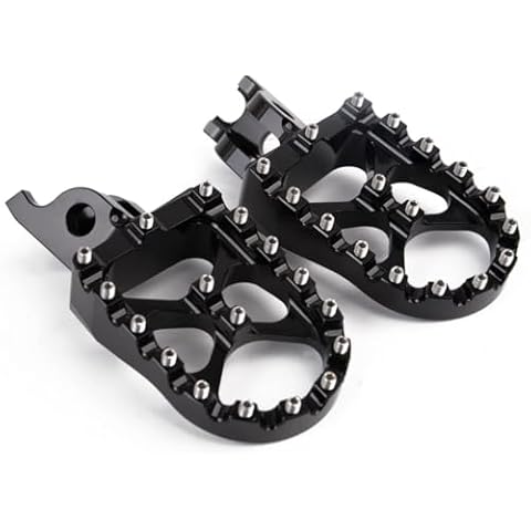 Rawsomes Wide CNC Motorcycle Foot Pegs Footrest for Yamaha PW50 1981-2019, PW80 1983-2017, TTR90 2000-2003, TW200 1987-2020 Black Cover