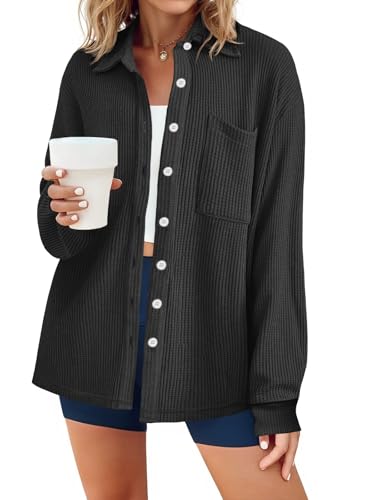 Tankaneo Womens Waffle Knit Button Down Shirts...