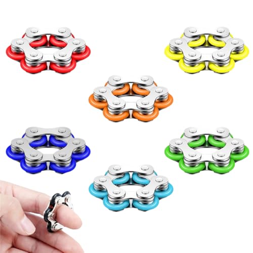 VPOUERY Set of 6 Roller Chain Fingertip Toys Bicycle Chain Stress Relief Toy Chain Stress Relief Toy Bicycle Chain Toy Stress Relief Toy for Children Adults