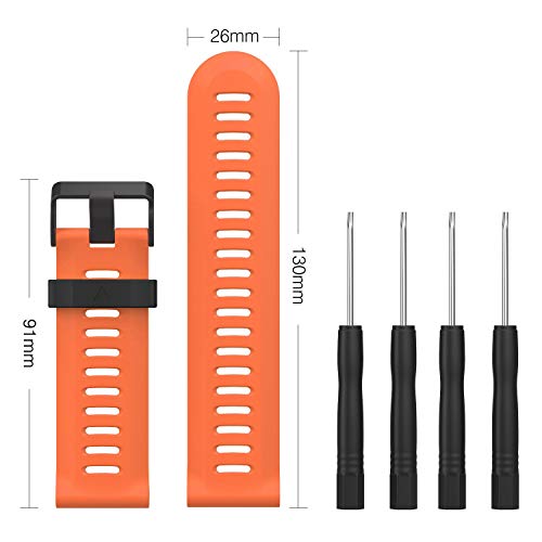 Moko Band Compatible With Garmin Fenix 3/Fenix 3 Hr/Fenix 5X/5X Plus/D2 Delta Px/Descent Mk1 Smart Watch, [4Pack] Soft Silicone Replacement Watch Band, Multi Color B #TOP6