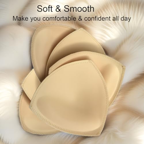 3 Pairs Removeable Push up Triangle Bra Pads Inserts,Replacement Pad for Bikinis Top Sport Bra Swimsuit for A B C Cups-Beige2