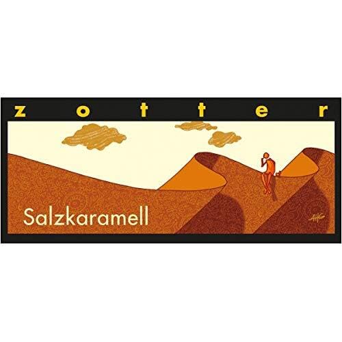 Zotter Bitterschokolade mit Salzkaramell & gesalzenem Mandelnougat handgeschöpft (70 g) - Bio