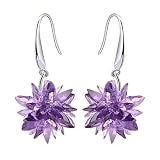 Crystalline Azuria Kobiety 18-karatowe białe złoto pozłacane fioletowa cyrkonia lód kryształ kwiaty zwisające haczyki kolczyki