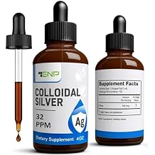 ENP Nano Silver Solution 32 PPM Ultra Fine Metallic Colloidal Silver Liquid, High Purity, Lab-Grade Process, Amber Glass Bottle with Dropper, 4 oz