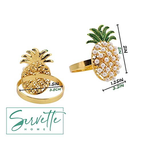 Gold Napkin Rings Pineapple With Pearls - Set Of 5 #TOP1