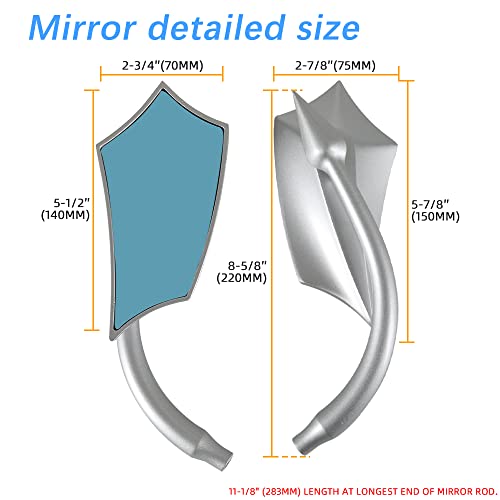 Image of DREAMIZER Motorcycle Mirrors for Handlebars - Universal 8MM 10MM Side Mirror for Street Glide Road King Street Dyna Bob Softail Sportster,Silver