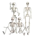 JTTRD 4 Esqueletos Halloween Decoración 16 Pulgadas, Cuerpo Completo con Articulaciones Móviles y Colgables - Adornos...