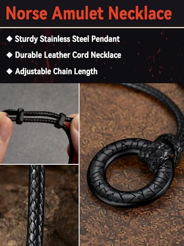 FaithHeart Norse Viking Rune Necklace with Adjustable Braided Leather/Stainless Steel Rope Chains for Men Women, Vintage Amulet Jewelry Gift with Delicate Box4