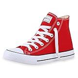  SCARPE VITA Damen High Top Sneaker Sportschuhe Kult Schuhe Canvas Stoff Freizeitschuhe Schnürer Sportliche Turnschuhe 165777 Rot Lucky 45
