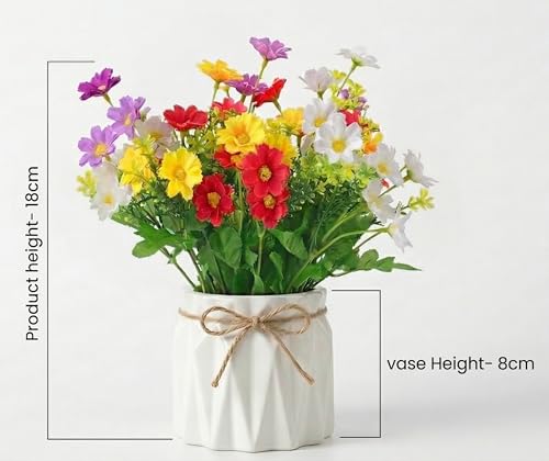 Image of Dekorly Artificial Lavender Plant in White Pot, 18cm - Realistic Faux Flower Arrangement for Home & Office Decor (Set of 1) (2, Daisy Fern)