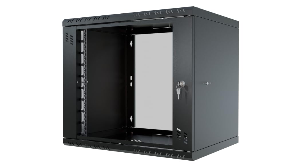 Armadio di Rete 19 Pollici - Armadio Rack 9U - Server Rack per Montaggio a Parete - Capacità di Carico 45 kg - Profondità 350 mm - Rack 19 Pollici - Nero