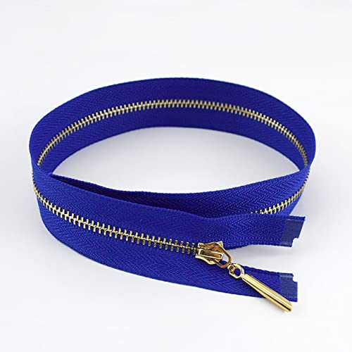 2 / 5pcs Cremallera metálica 3# 40/50/60 / 70cm Cremallera de extremo abierto para coser Bolsas Monedero Chaqueta de plumón Falda Ropa Accesorio de costura ZA048-azul real, 40cm, 5pcs Cover