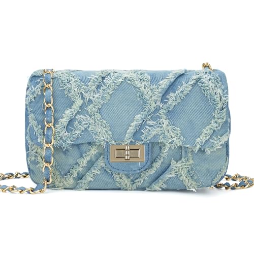 GAYI URBAN Bolsas transversais acolchoadas para mulheres, pequenas bolsas de ombro macias, bolsas de mão femininas mini de couro vegano, Jeans