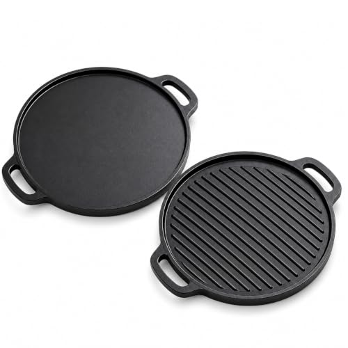 Image of Esspy Cast Iron 2-in-1 Dosa Tawa & Grill (30cm) | Double-Sided Tawa /Pan for Roti, Dosa, Chapati, Fish & Steak | Naturally Nonstick, Gas & Induction Cookware | Reversible Cooking