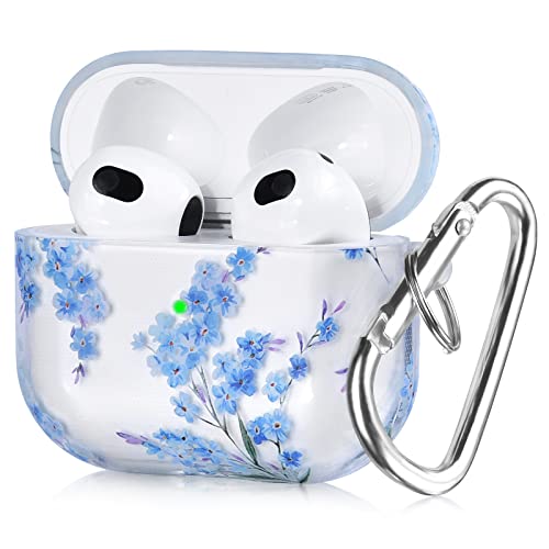 Airpods 3 Case Cover, Qingqing Compatible With Protective Clear Floral Case Cover With Keychain Airpods 3Rd Generation Charging Case (2021 Released), Shockproof And Skin-Friendly, Front Led Visible #TOP4